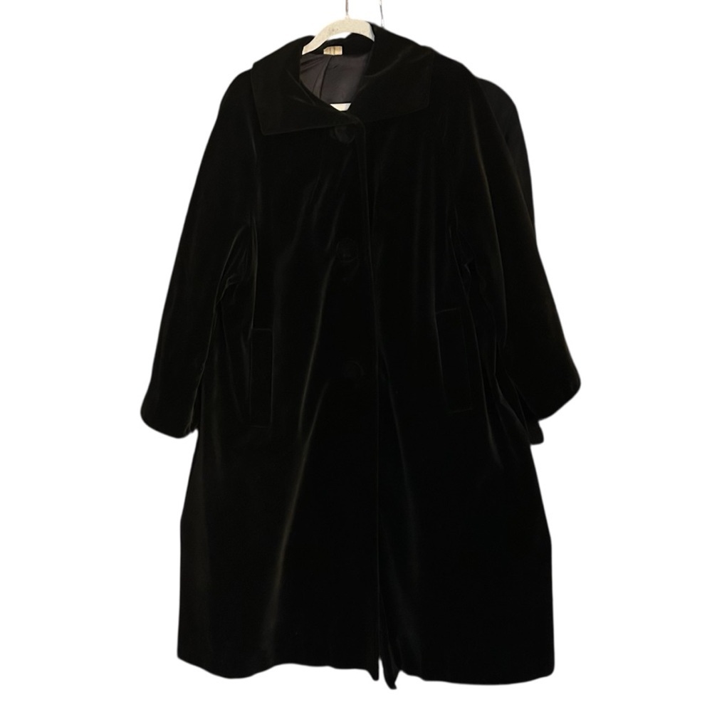 Vintage Elegant Black Women's Surrey Classics Velvet Long 50’s Coat - Picture 5 of 7
